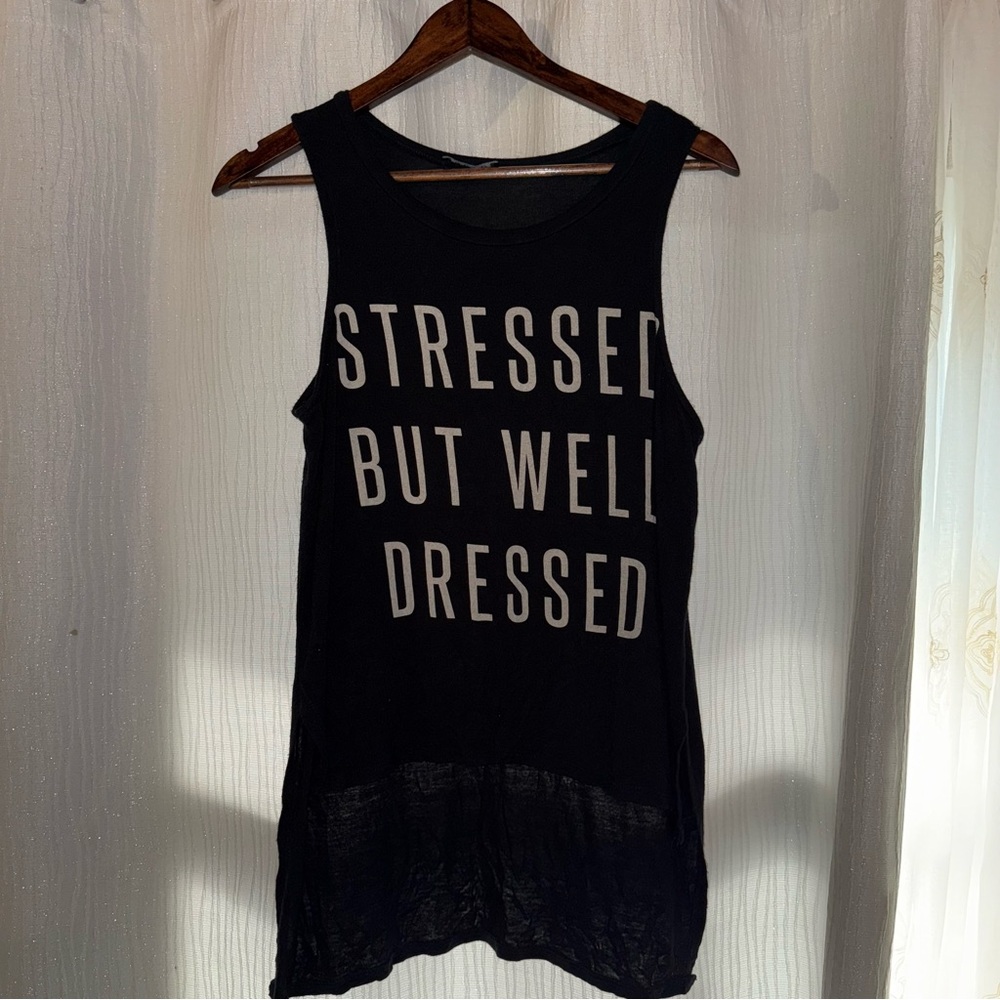 BLVD Black and White Graphic Tank Top Relaxed Fit